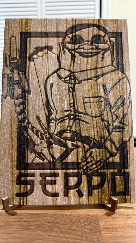Dan da Dan Serpo Alien 3D Poster Art Print w/ Texture Wood Effect - photo 2 (photos/photo_02.jpg)