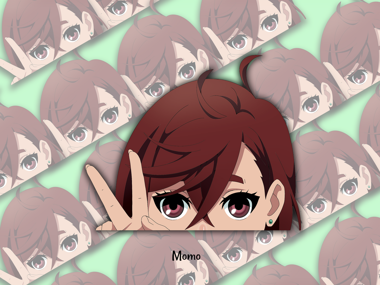 Peeker Sticker: Momo Peace Sign (Dan Da Dan) - artwork