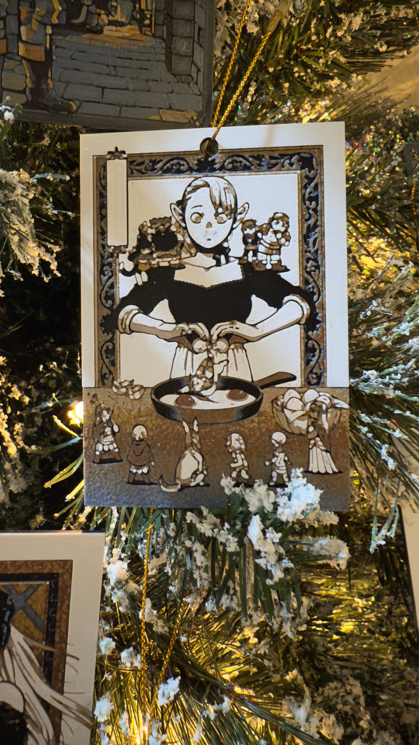 Cooking in a Dungeon Anime Christmas Ornaments 3D Printed Art Prints