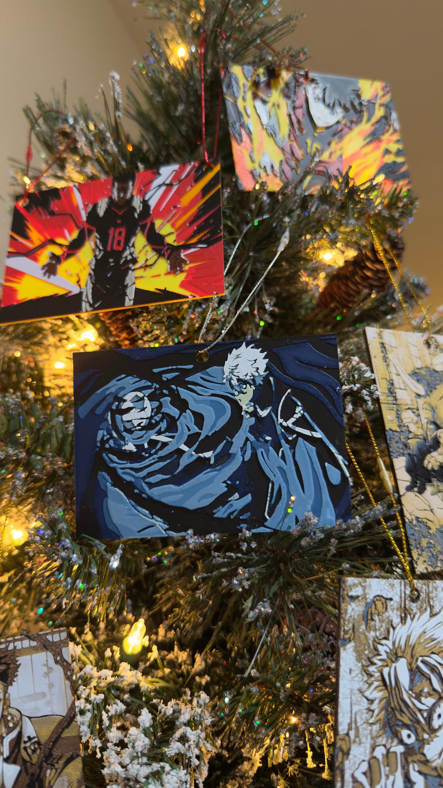 Many Anime Christmas Ornaments 3D Printed Art Prints