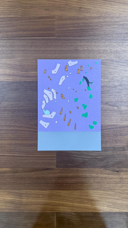 Cat Rock Climbing Bouldering Art Poster Print