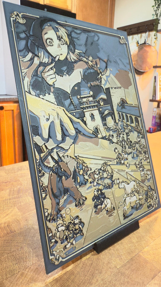 Blonde Elf Mage Cooking - Metallic 3D Poster Art Print