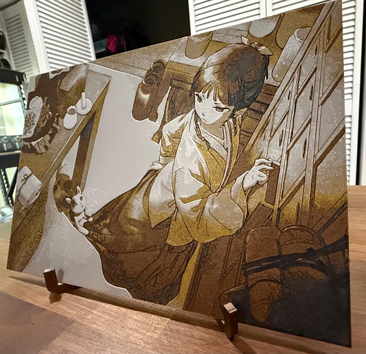 Apothecary Maomao Cat Metallic 3D Poster Art Print - photo 2 (photos/photo_02.jpg)