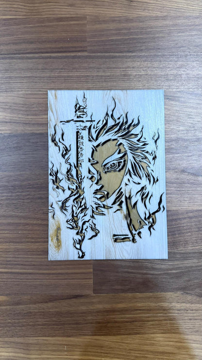 Flame Hashira Rengoku Burnt Woodblock Style 3D Print Poster Art - photo 4 (photos/photo_04.jpg)