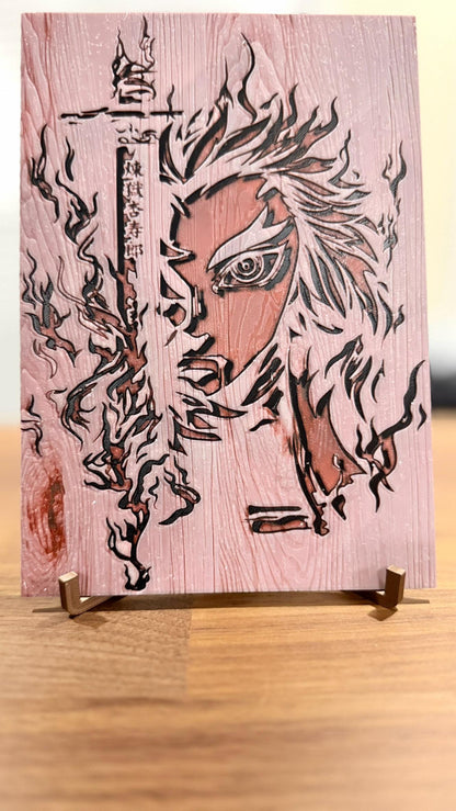 Flame Hashira Rengoku Burnt Woodblock Style 3D Print Poster Art - photo 6 (photos/photo_06.jpg)