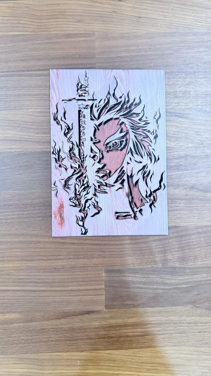Flame Hashira Rengoku Burnt Woodblock Style 3D Print Poster Art - photo 7 (photos/photo_07.jpg)