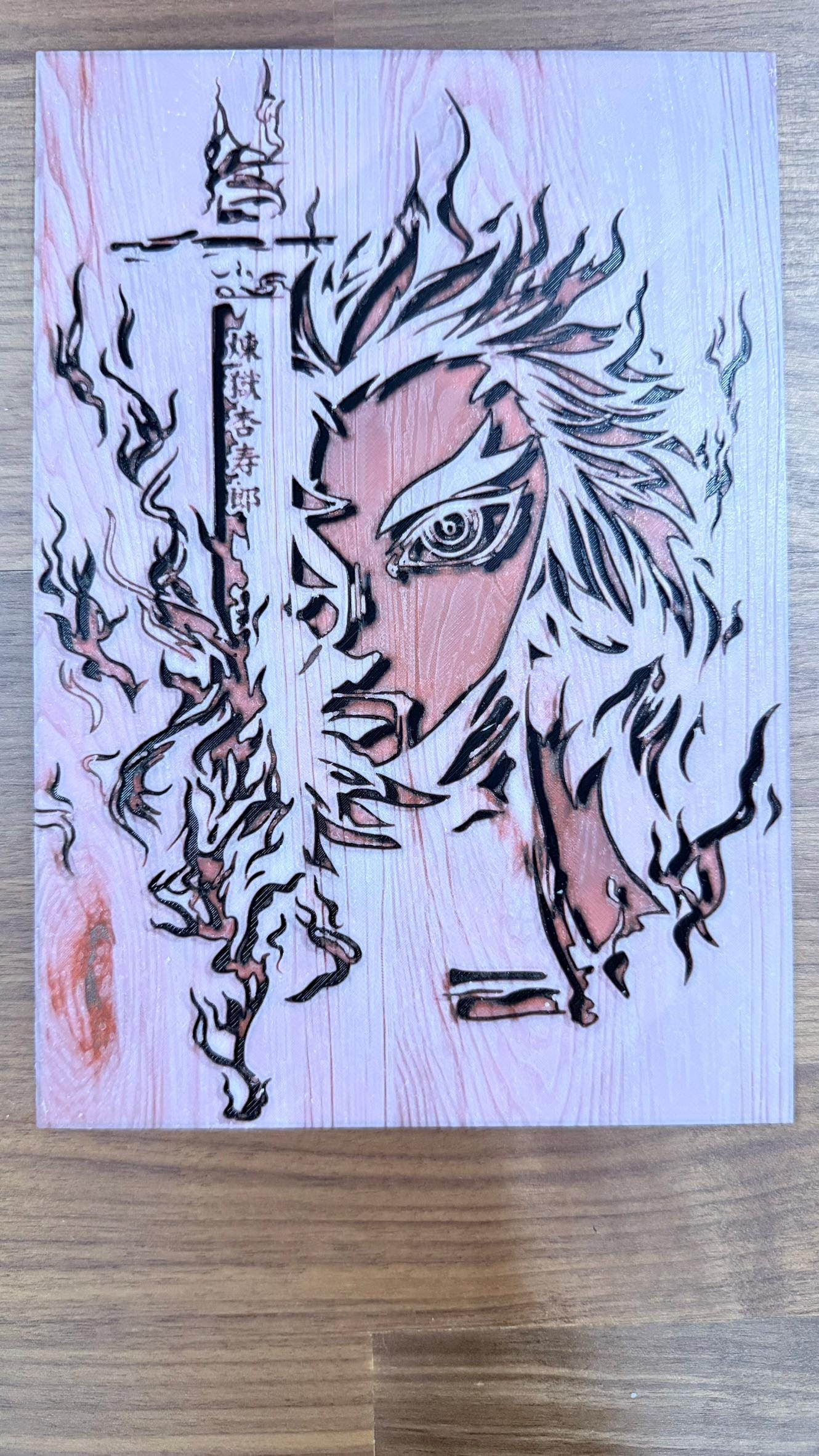 Flame Hashira Rengoku Burnt Woodblock Style 3D Print Poster Art - photo 8 (photos/photo_08.jpg)