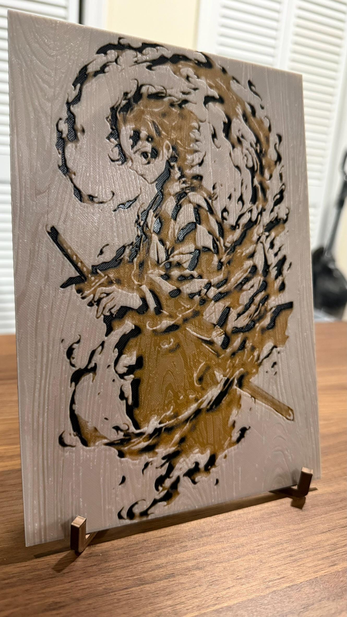 Tanjiro Kamado Burnt Woodblock Style 3D Print Poster Art - photo 1 (photos/photo_01.jpg)