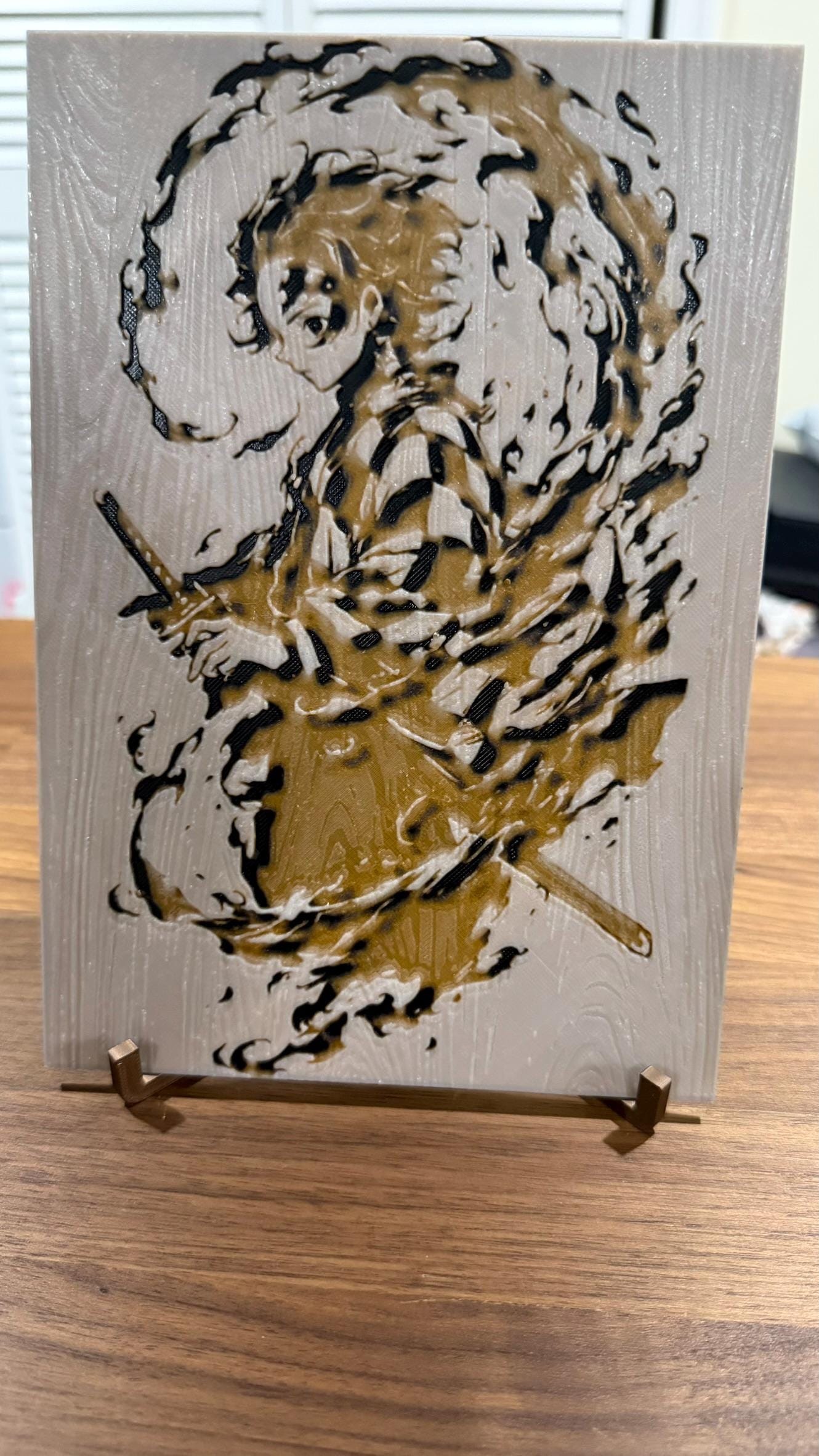 Tanjiro Kamado Burnt Woodblock Style 3D Print Poster Art - photo 2 (photos/photo_02.jpg)