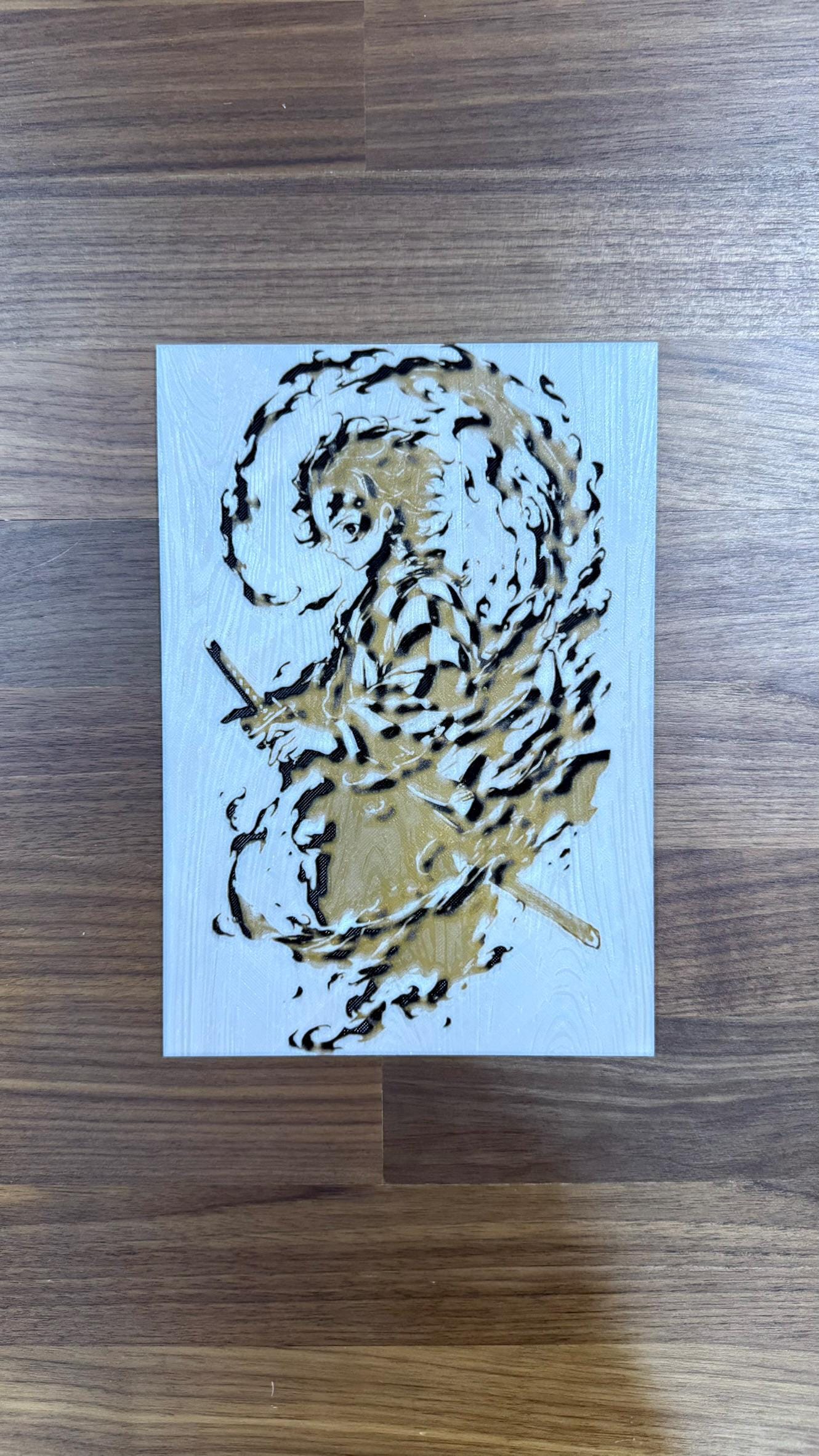 Tanjiro Kamado Burnt Woodblock Style 3D Print Poster Art - photo 3 (photos/photo_03.jpg)
