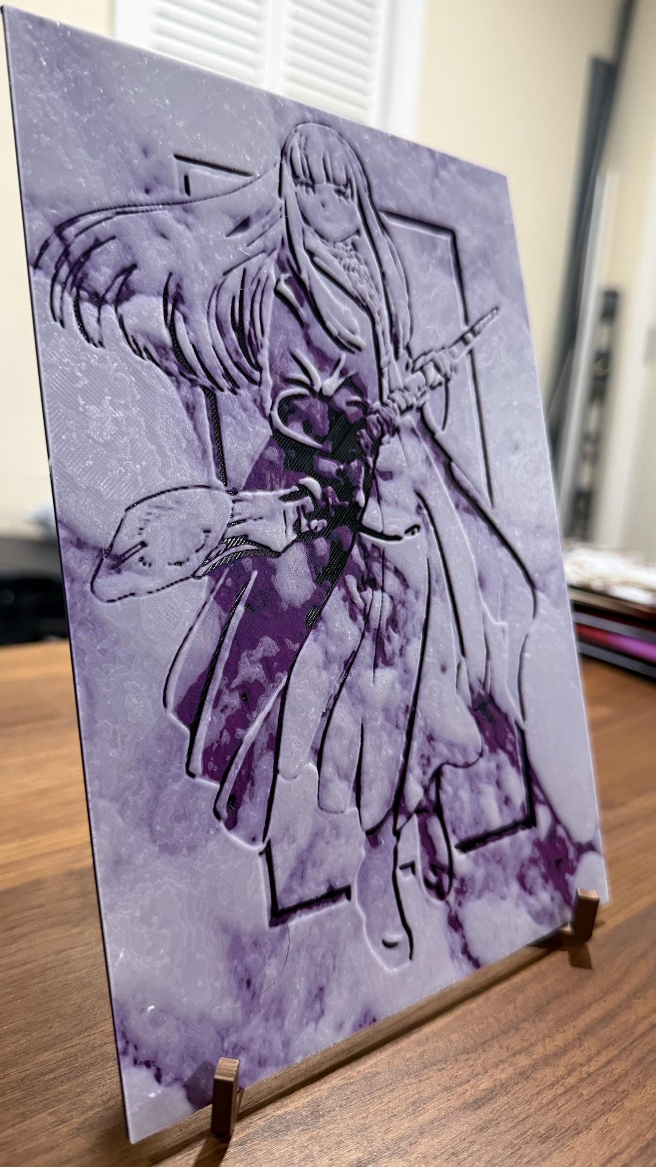 Frieren Fern Carved Marble Effect 3D Poster Art Print - photo 2 (photos/photo_02.jpg)