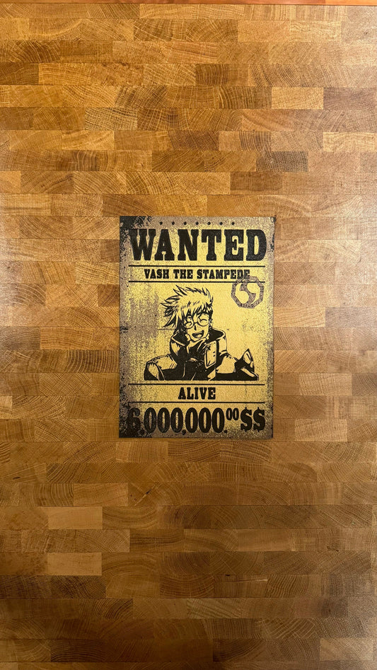 Vash WANTED 3D Printed Poster w/ Texture - photo 1 (photos/photo_01.jpg)