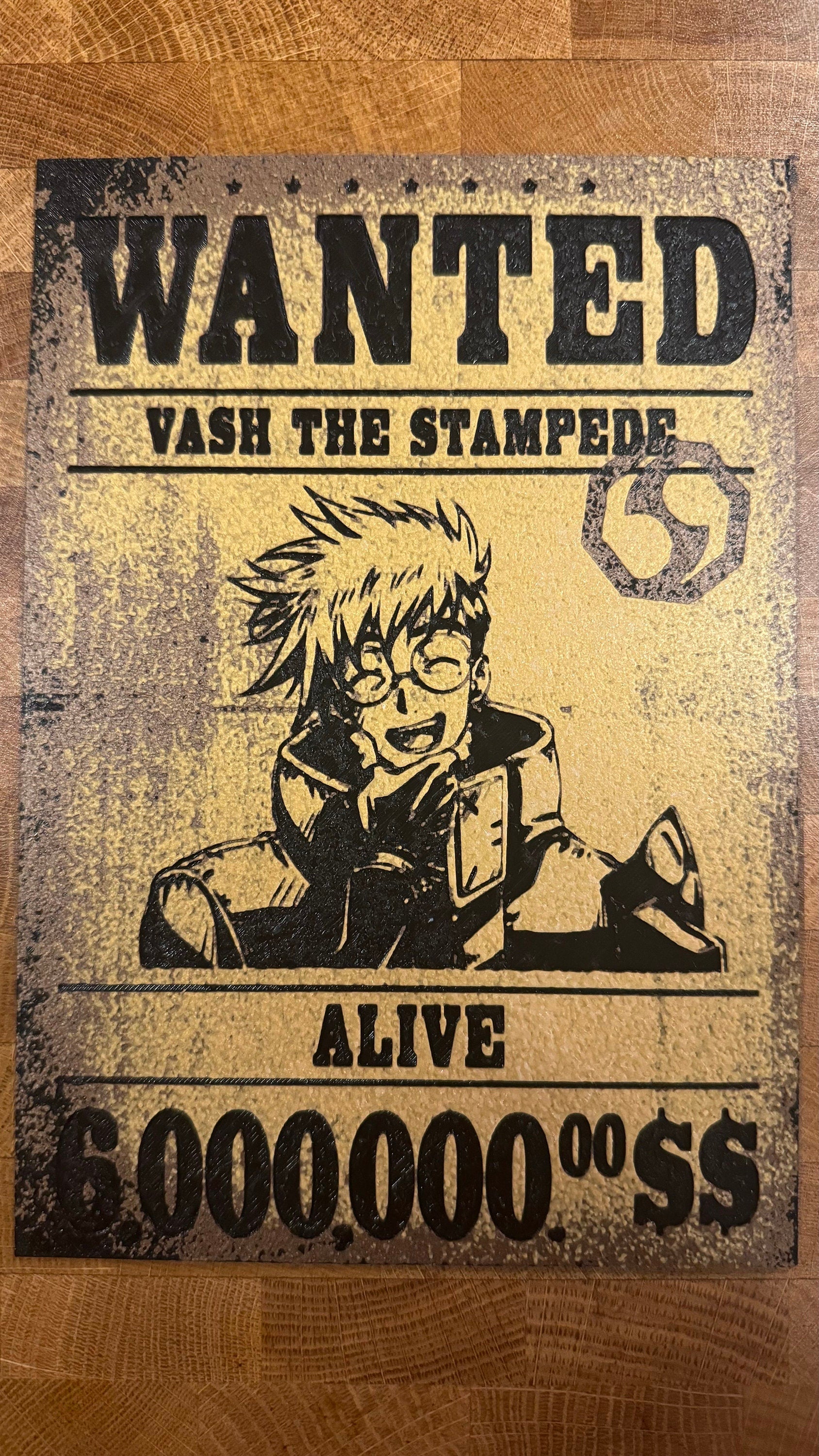 Vash WANTED 3D Printed Poster w/ Texture - photo 2 (photos/photo_02.jpg)