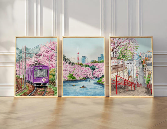 Japanese Stairs Suga Shrine Water Color Poster Print - Optional 3D Texture - photo 2 (photos/photo_02.jpg)