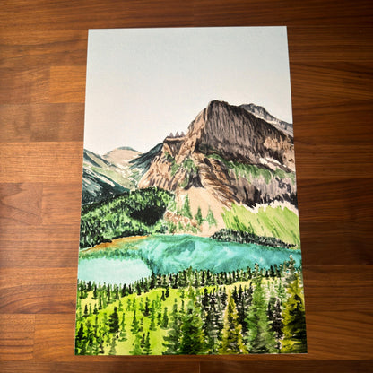 Glacier National Park Water Color Poster Print - Optional 3D Texture - photo 1 (photos/photo_01.jpg)
