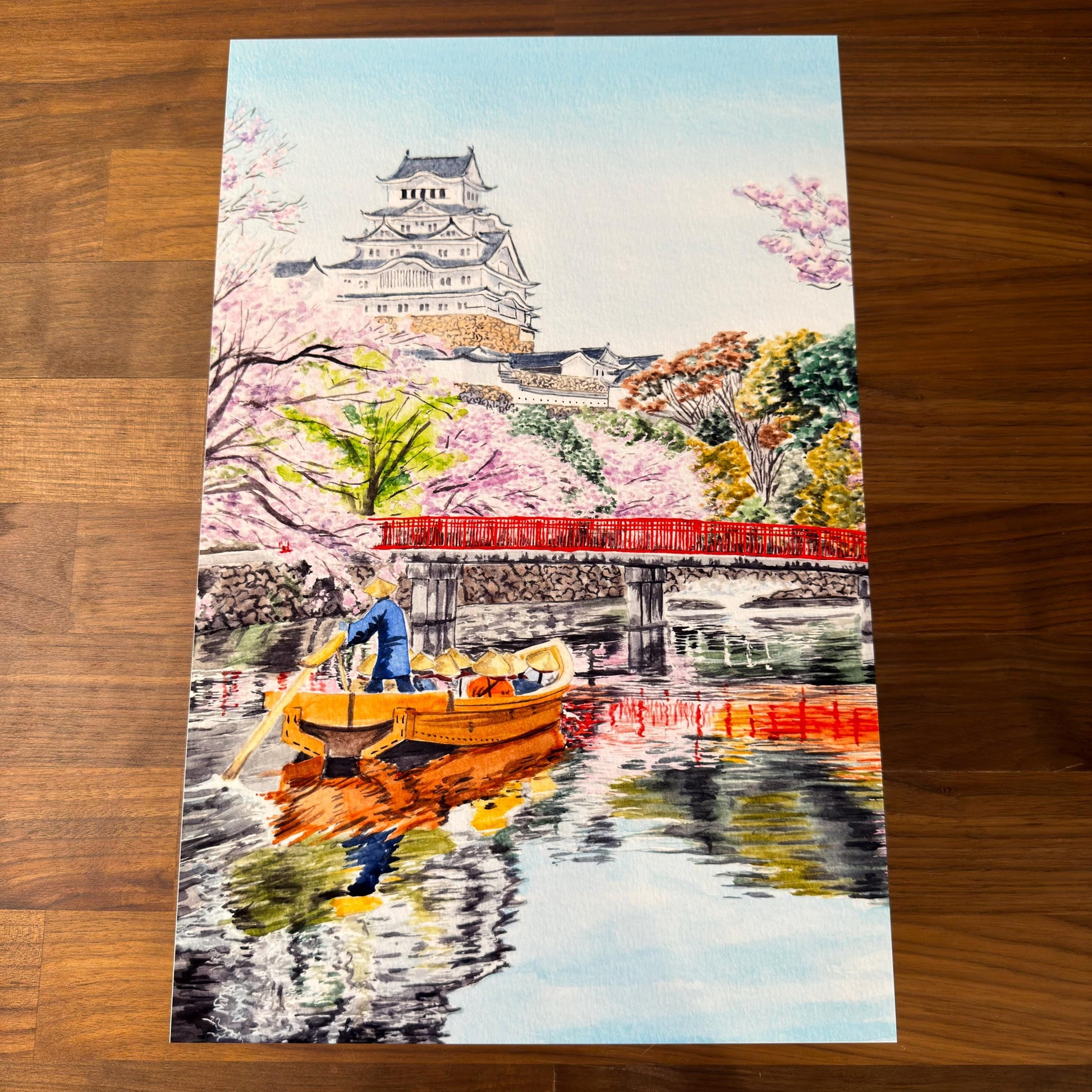 Himeji Castle Japan Water Color Poster Print - Optional 3D Texture - photo 1 (photos/photo_01.jpg)