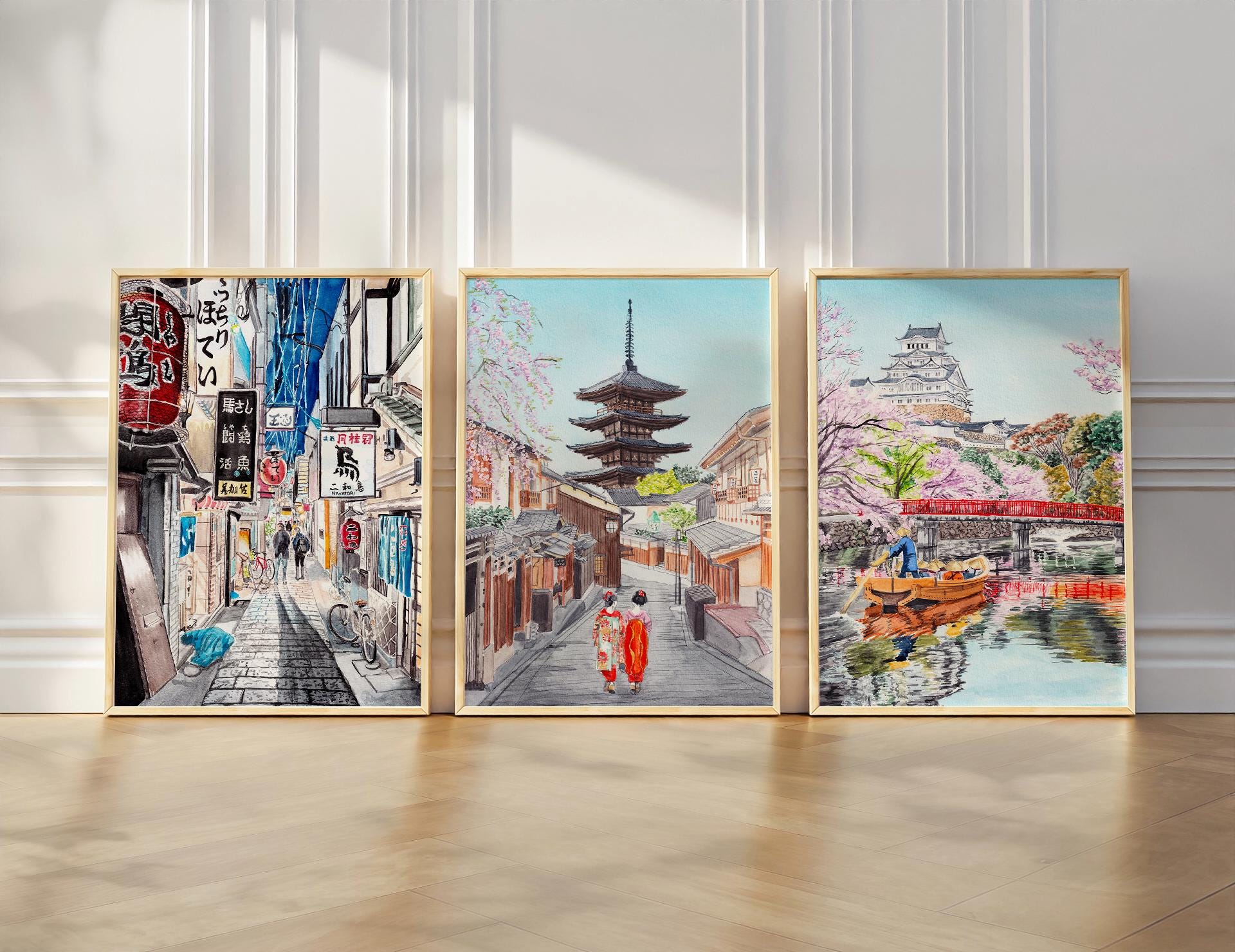 Osaka Japan Water Color Poster Print - Optional 3D Texture - photo 2 (photos/photo_02.jpg)