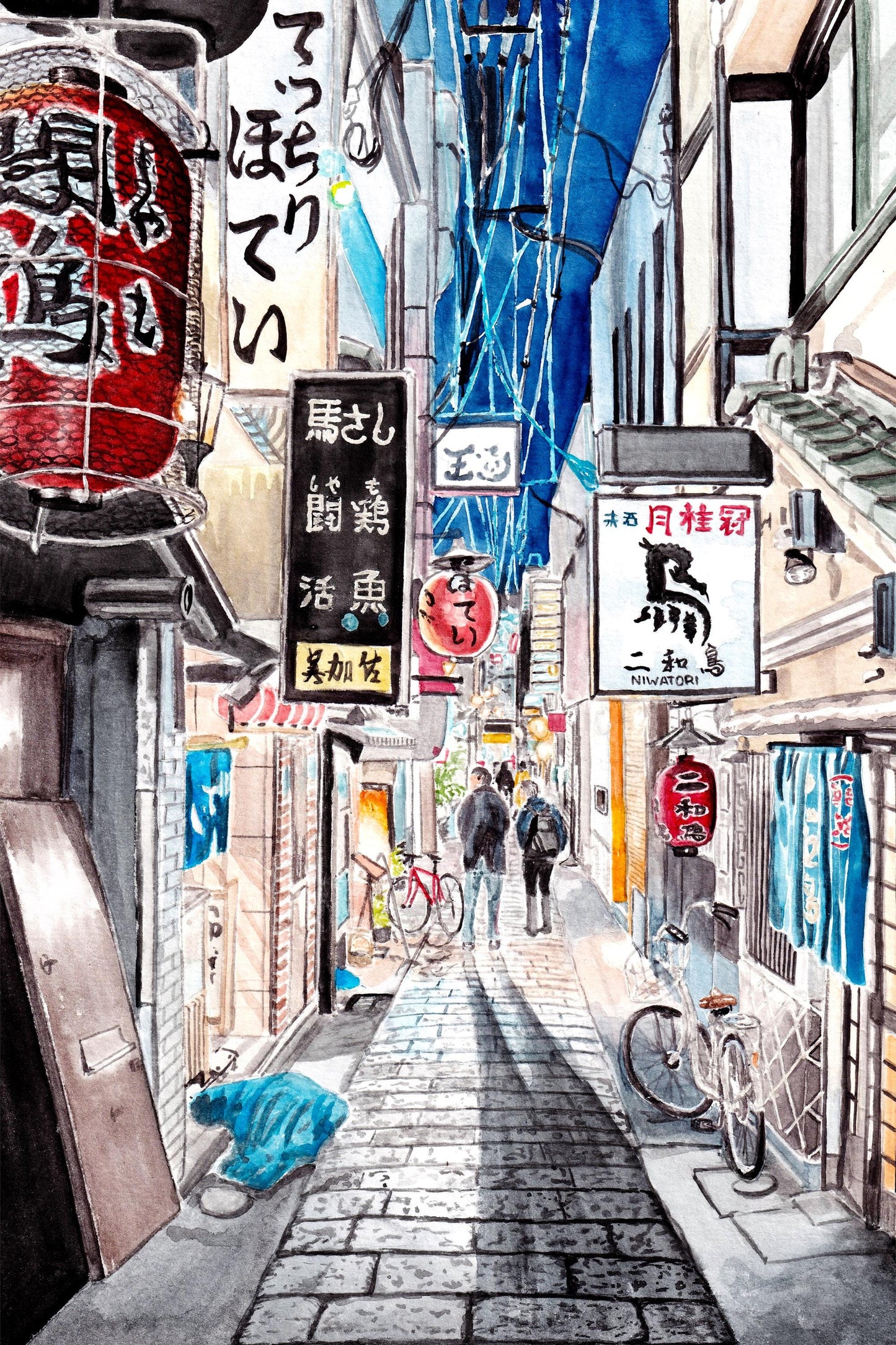 Osaka Japan Water Color Poster Print - Optional 3D Texture - photo 3 (photos/photo_03.jpg)