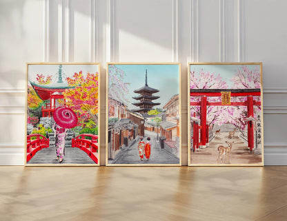 Kyoto Japan Water Color Poster Print - Optional 3D Texture - photo 3 (photos/photo_03.jpg)