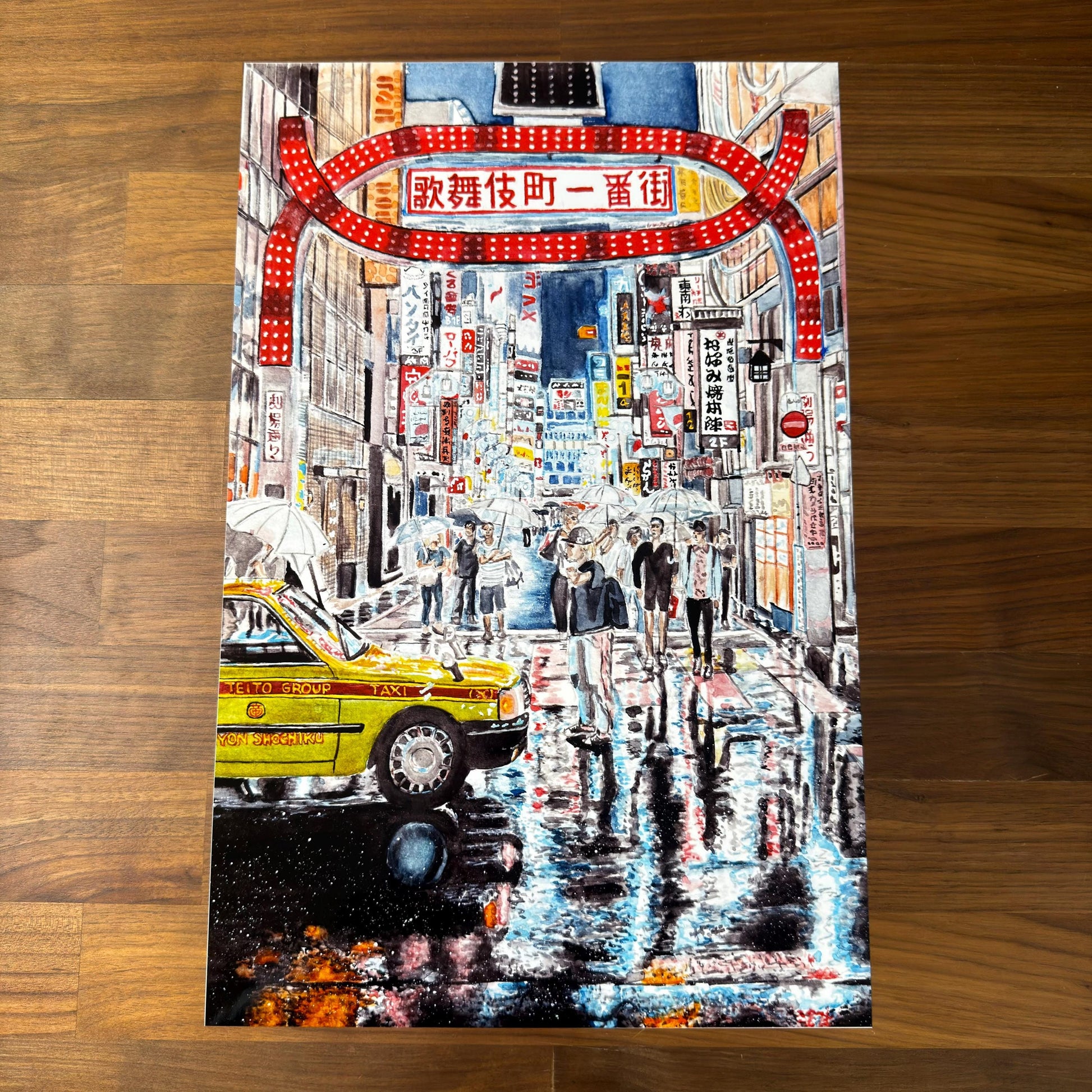 Shinjuku Tokyo Japan Water Color Poster Print - Optional 3D Texture - photo 1 (photos/photo_01.jpg)