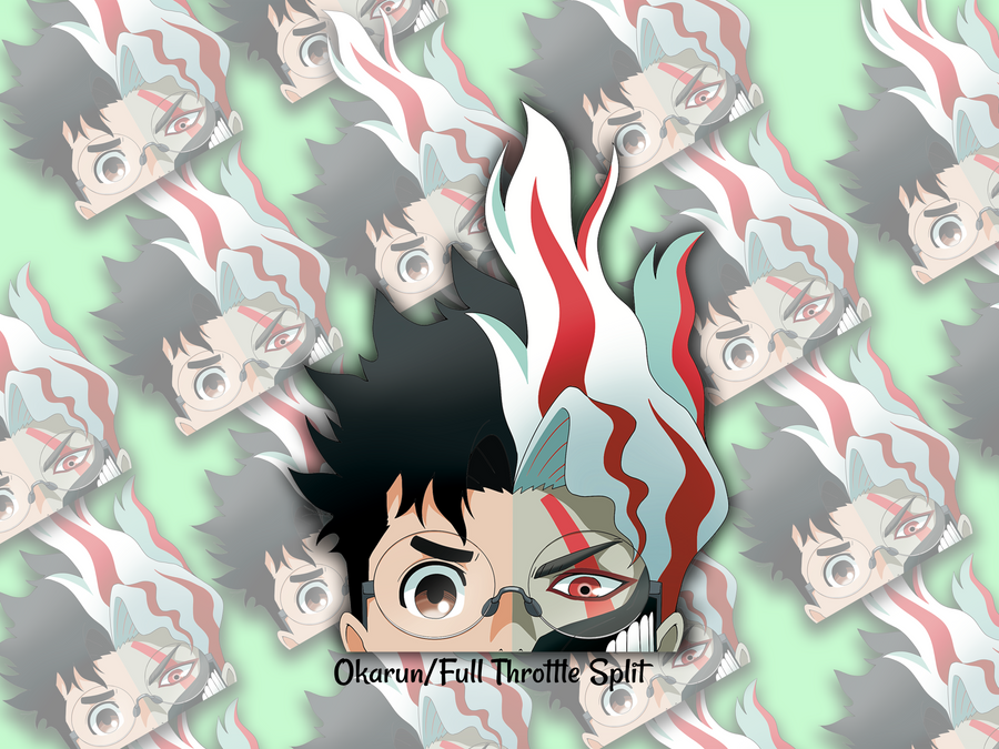 Peeker Sticker: Okarun / Full Throttle Split (Dan Da Dan) - artwork